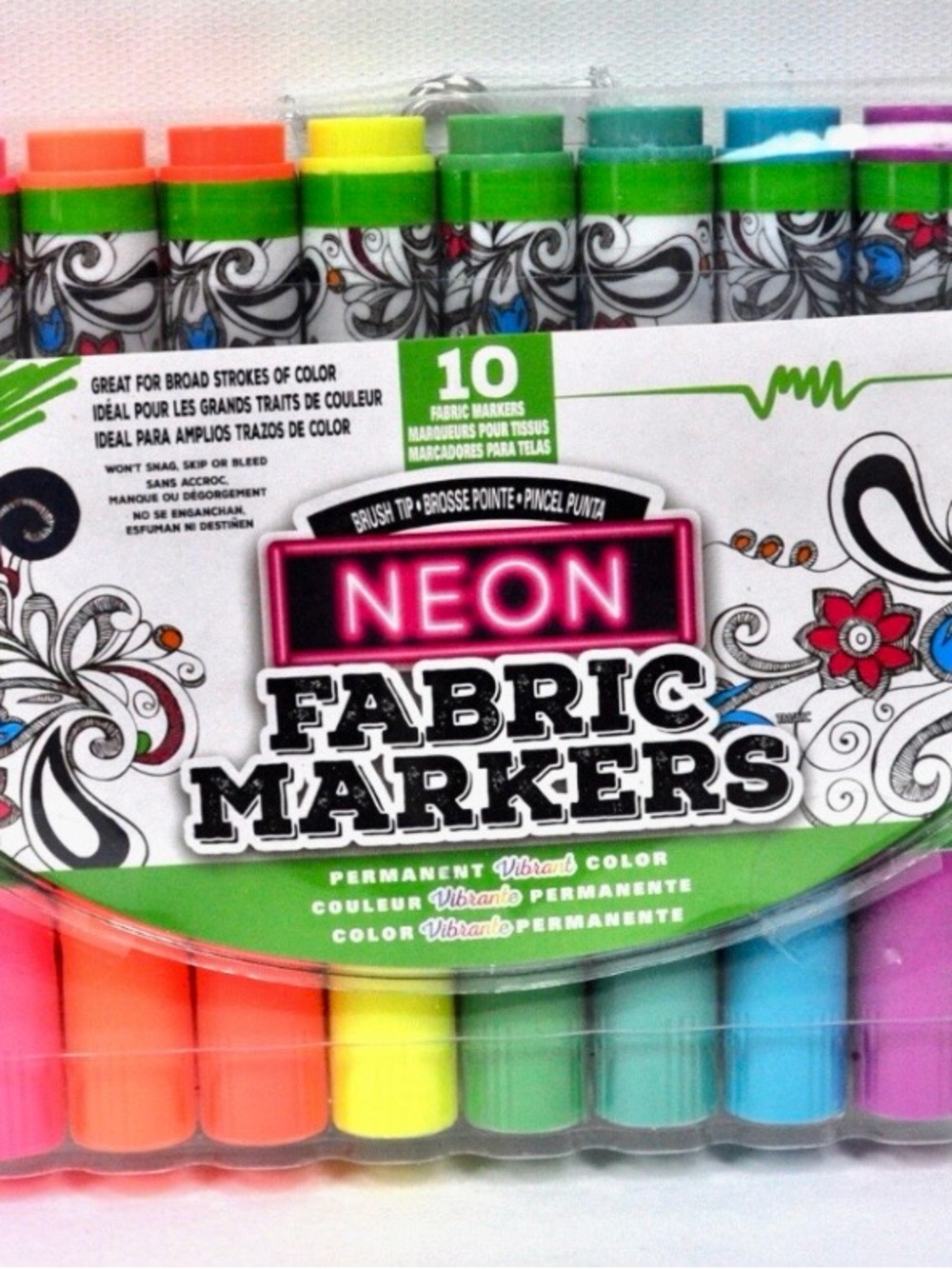Neon Fabric Markers - 10-Pack Vibrant Neon Colors